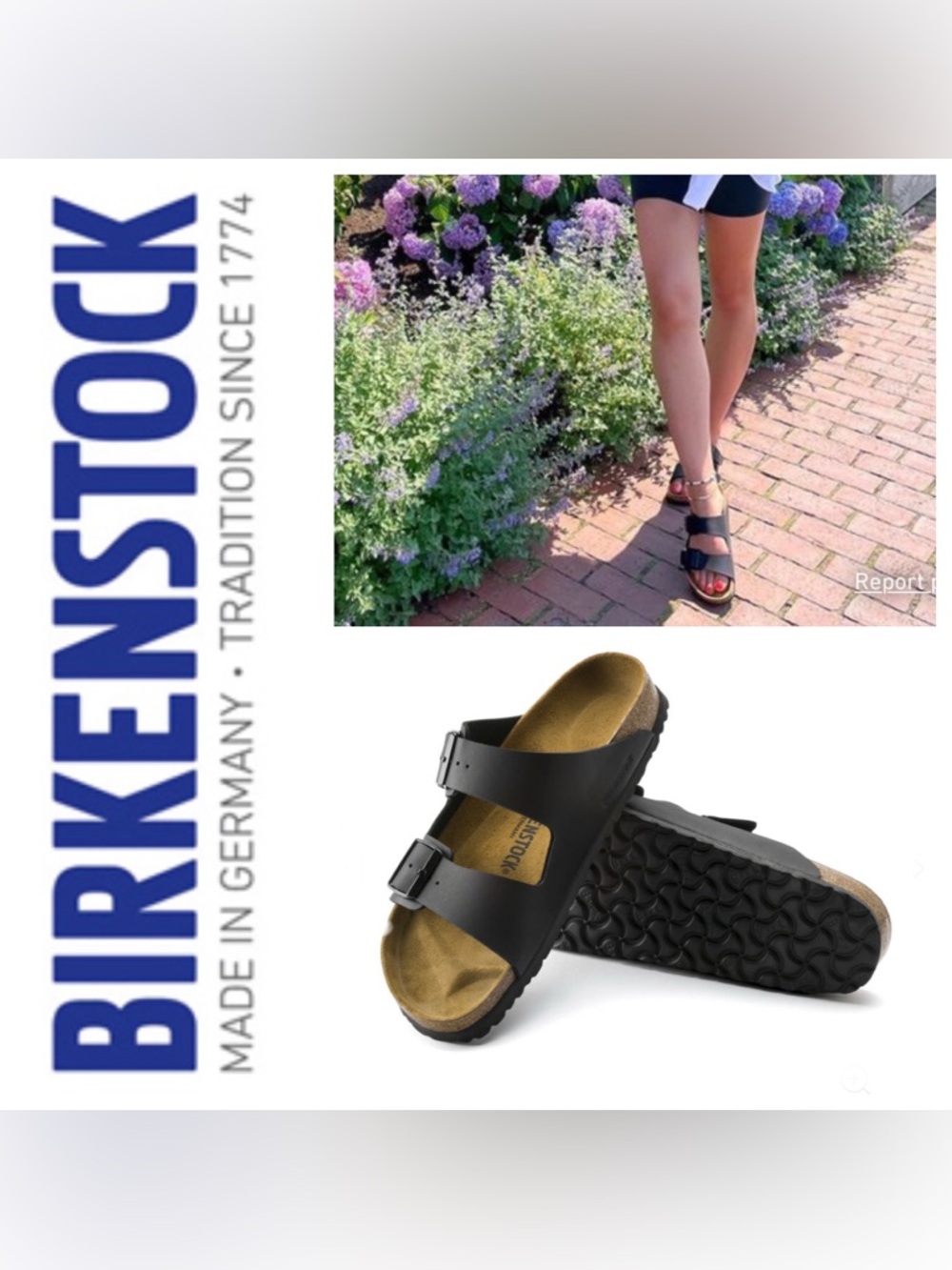 NWT Birkenstock Arizona Birko-Flor Black 2-Strap Sandal